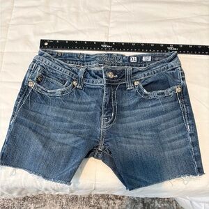 Miss Me Blue Denim Shorts with Dark Interior